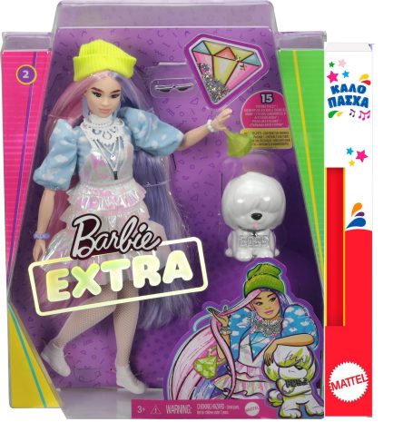 Παιχνιδολαμπάδα Mattel Barbie Extra: Curvy Doll with Shimmer Look and Pet Puppy (GVR05)