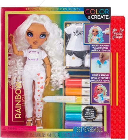 Παιχνιδολαμπάδα M MGA Rainbow High: Color & Create DIY Fashion Doll - Purple Eyes/Curly Hair (594147EUC)